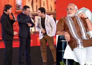 Shah Rukh Khan with Salman Khan and Aamir Khan, Narendra Modi