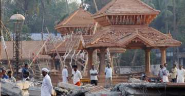 The Puttingal temple after being struck by a freak fire accident