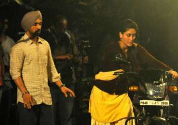 Diljit Dosanjh and Kareena Kapoor while shooting for Udta Punjab