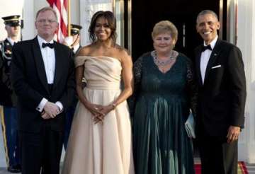 President Barack Obama ,Michelle Obama ,Erna Solberg,Sindre Finnes
