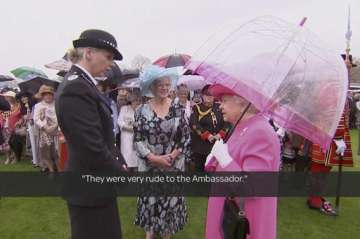 A grab from the video shows Queen Elizabeth II in conversation with D'Orsi