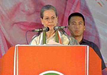 Congress president Sonia Gandhi addressing a rally in Thiruvananthapuram,Kerala 