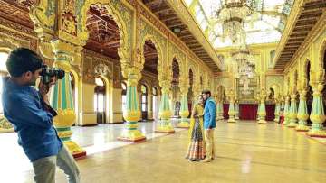 Pre-wedding photo shoot inside Mysore Palace