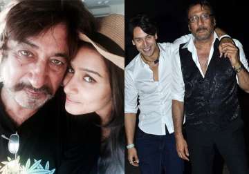 Shraddha with dad Shakti Kapoor and Tiger with his dad Jackie Shroff