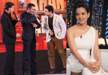 Shah Rukh Khan with Salman Khan and Aamir Khan, Kangana Ranaut