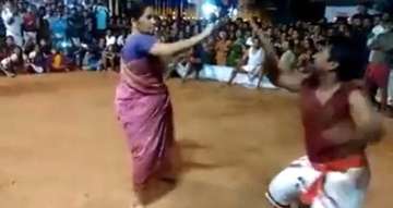 Kalaripayattu master Meenakshiamma performing a routine