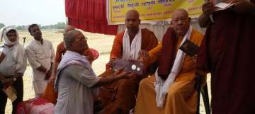 Buddhist monks during BJP-sponsored Dhamma Chetna Yatra