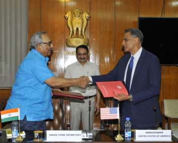 Union Home Secretary Rajiv Mehrishi and US Ambassador to India Richard Verma