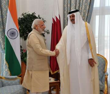 PM Narendra Modi with Emir of Qatar Sheikh Tamim Bin Hamad Al Thani