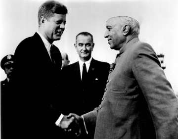 Jawaharlal Nehru with then US President John F Kennedy