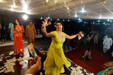 A transgender Pakistani dancing at a party in Rawalpindi
