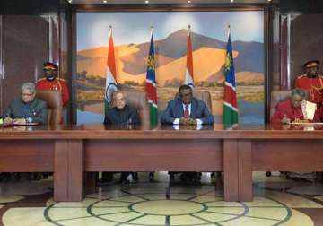 President Pranab Mukherjee with his Namibian counterpart