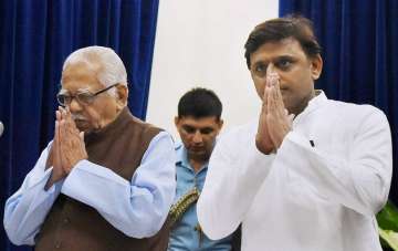 Uttar Pradesh Chief Minister Akhilesh Yadav with Governor Ram Naik