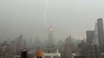 Lightning strikes the Empire State Building