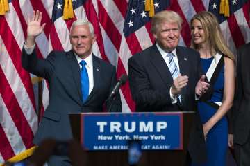 Republican presidential candidate Donald Trump with Gov. Mike Pence