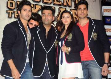 Karan Johar with Varun Dhawan, Alia Bhatt and Sidharth Malhotra
