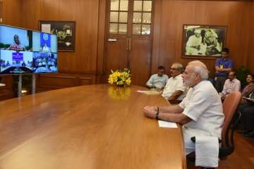 Narendra Modi and Sheikh Hasina in a video conference