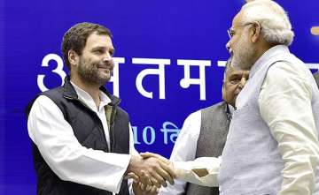 Narendra Modi with Rahul Gandhi