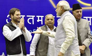 Rahul Gandhi with Narendra Modi