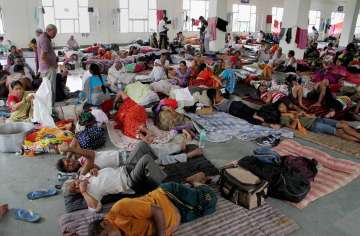  Amaranth pilgrims at a base camp in Jammu on Friday