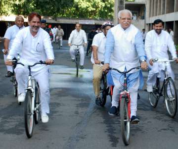 Nayab Singh Saini with Manohar Lal Khattar