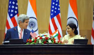 Sushma Swaraj and John Kerry