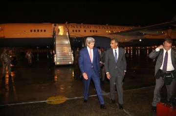 John Kerry arrived at IGI airport Monday evening