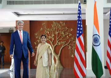 John Kerry and Sushma Swaraj