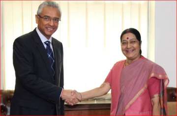 Sushma Swaraj and Pravind Kumar Jugnauth
