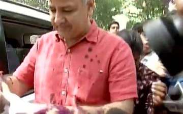 Watch: Ink thrown at Delhi Deputy CM Manish Sisodia outside LG’s office