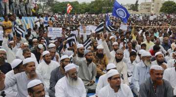 Muslim Dalit participate in a rally in Gujarat's Una