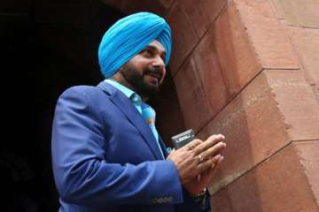 File pic of Navjot Singh Sidhu outside the Parliament