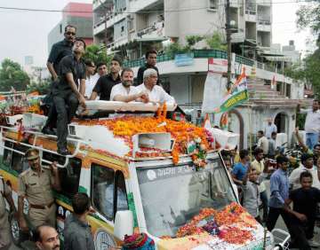 Congress VP Rahul Gandhi during his Kisan Yatra in Kanpur on Wednesday