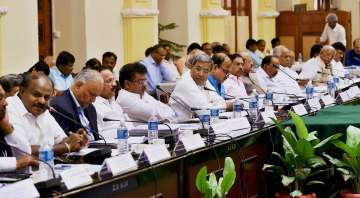 Karnataka CM Siddaramaiah at an All Party Meeting on Cauvery Water in Bengaluru