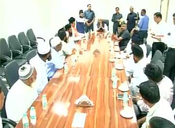 A delegation of Muslim clerics meeting with Home Minister Rajnath Singh