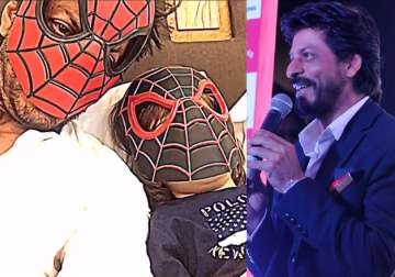 Watch SRK giving papad lessons and doing Spiderman action with AbRam