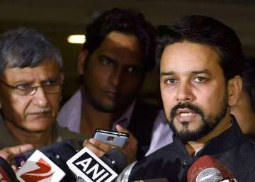 BCCI Pres. Anurag Thakur along with BCCI secy Ajay Shirke intracts with media