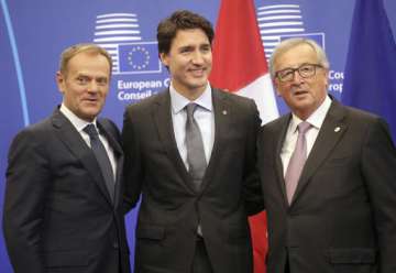 Justin Trudeau with EU leaders