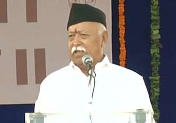 Mohan Bhagwat delivering his annual speech during the 91st foundation day of RSS