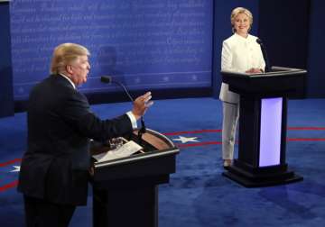 Donald Trump debates Hillary Clinton during the third presidential debate.