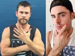 Chris Hemsworth, Zac Efron painting their nail