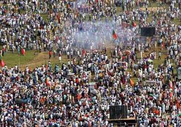 File pic - Crowd at Gandhi Maidan where serial blasts left 6 people dead in 2013