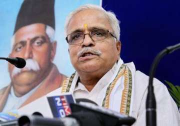 File pic - RSS leader Bhaiyaji Joshi speaks to media