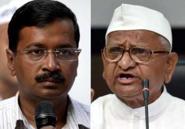 File pic of Delhi CM Arvind Kejriwal and social activist Anna Hazare 