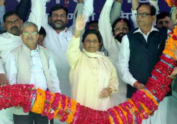 Mayawati at a rally in Lucknow.