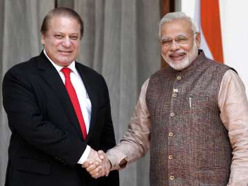 Narendra Modi with Nawaz Sharif