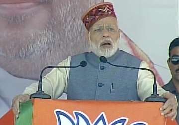 Pm Narendra Modi addressing a rally in Mandi.