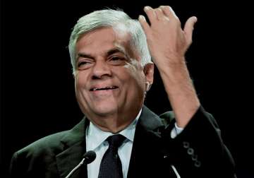 Sri Lanka PM Ranil Wickramasinghe speaks at an event in Delhi