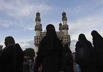 Muslim women near Char Minar in Hyderabad 