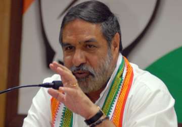 File pic of Anand Sharma addressing media in New Delhi 